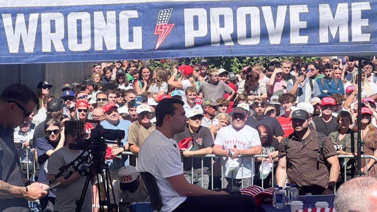 Charlie Kirk minutes before he was shot in Orem, Utah